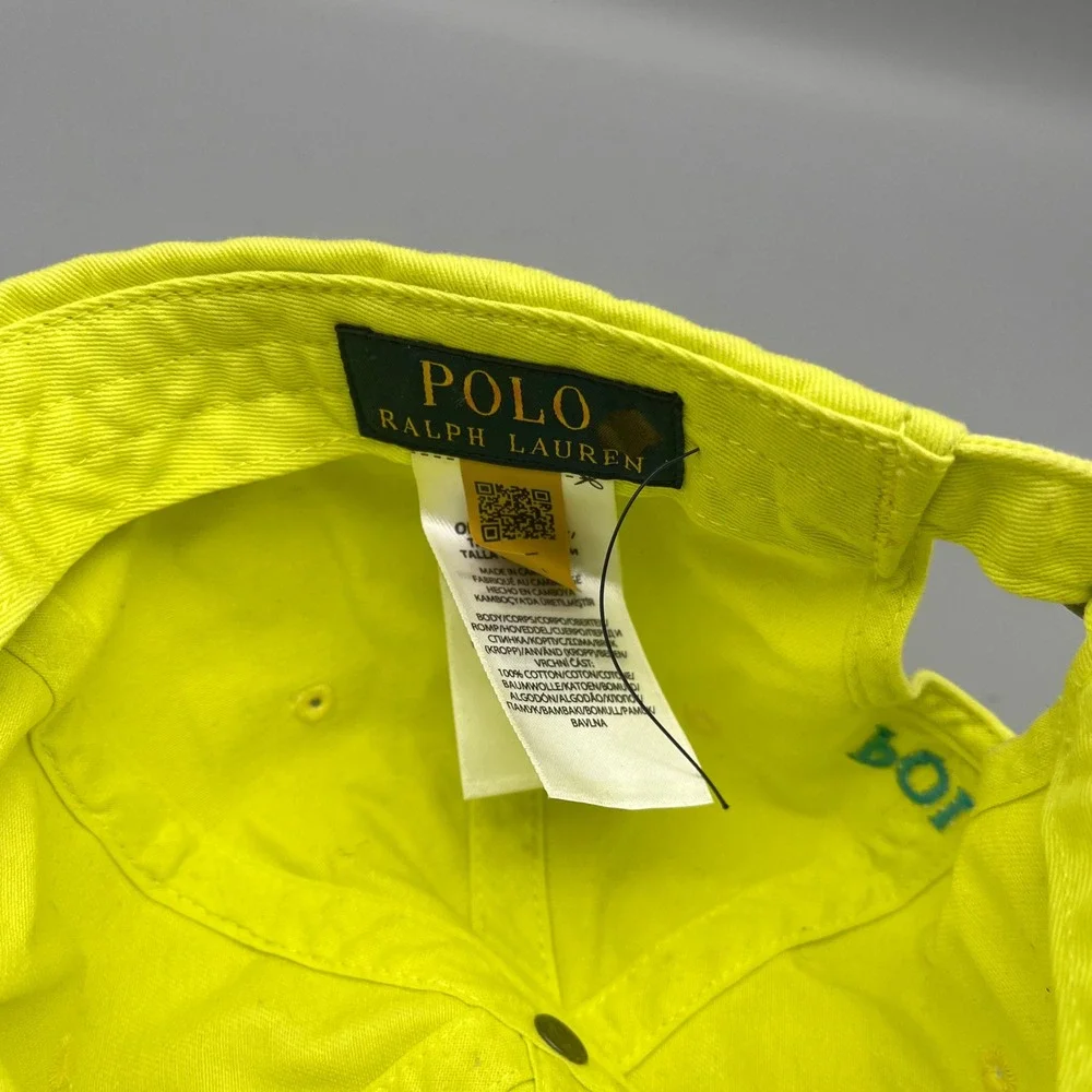 Polo Ralph Lauren Mens Yellow Neon Embroidered Blue Pony OS Preppy Baseball Cap